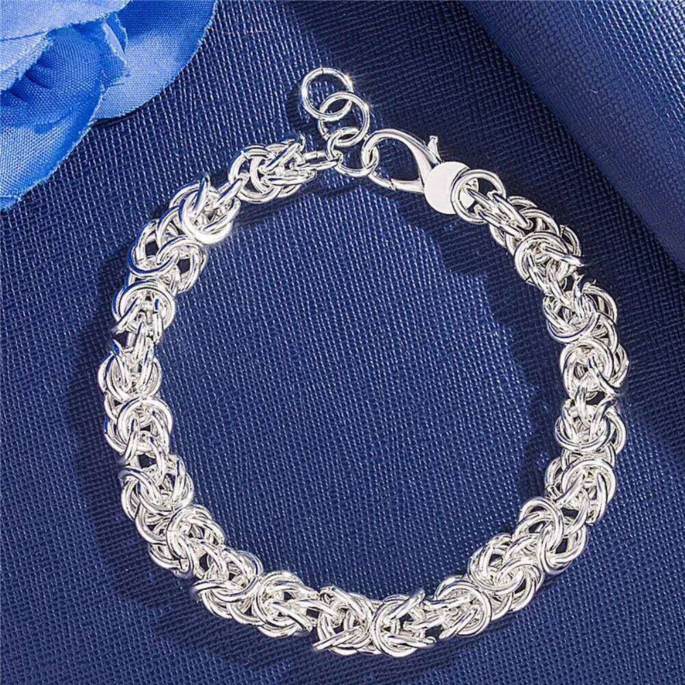 Hot Popular Brands 925 Sterling Silver Classic Circle Chain Bracelet For Woman Man Wedding Party Christmas Gifts Fashion Jewelry Z260313