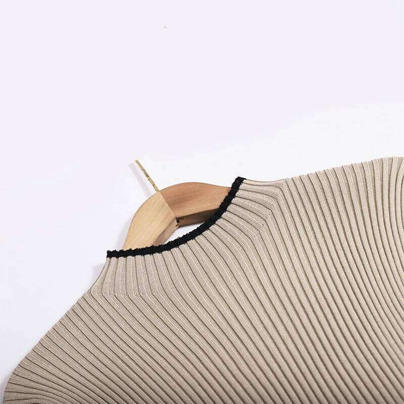 ITOOLIN Women Office Mock Neck Irregular Knit Vintage Mid-Length Bandage Slim Bottom Long Sleeve Sweater Dress Z260314