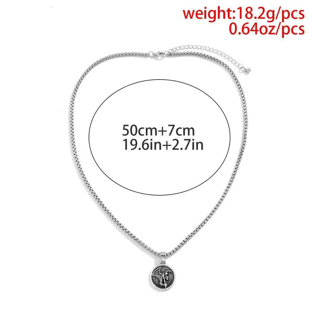 Vintage Simple Alien Human Coin Pendant Choker Necklace for Men Trendy Punk Long Chain on the Neck Jewelry Accessories Male Gift H260312