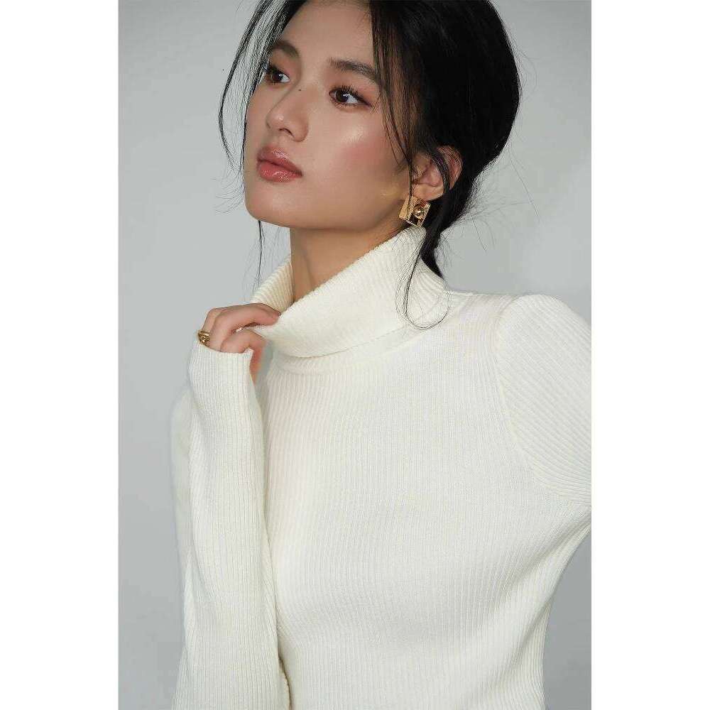 Winter Solid Pullover 2025 Knitted Women Korean Version Turtleneck Sweater Slim Fingerhole Lapping Warm Basic Tops Z260313
