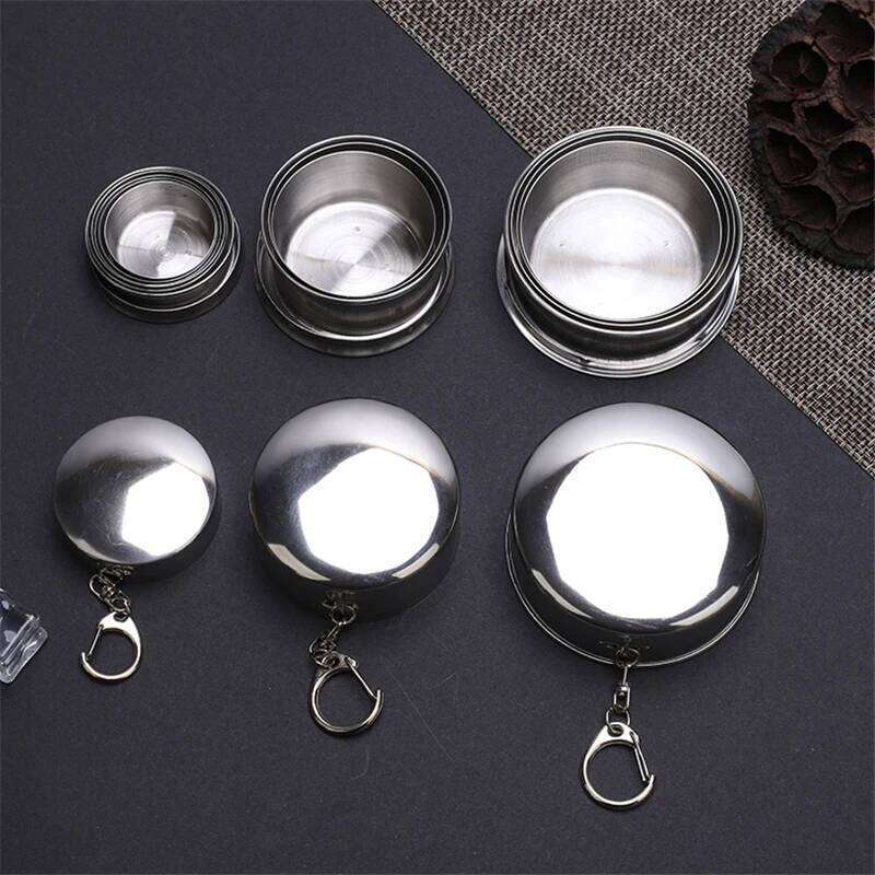 Stainless Steel Folding Camping Cookware Retractable Cup Teacups Teaware Camp Utensils Tableware Folded Cup75/15 Z260313