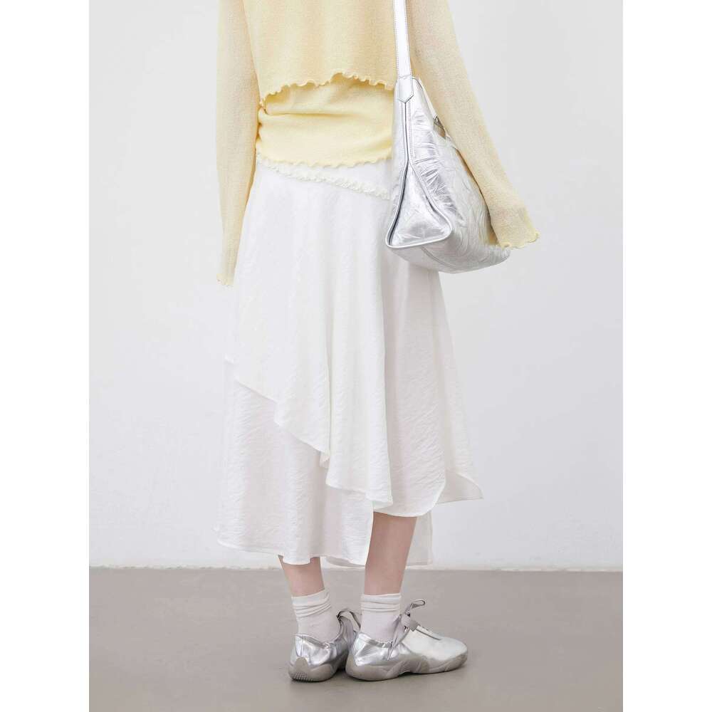 CHIC VEN Women Skirts White Loose New Irregular Design Midi Skirt for Woman with Belt Girl Clothing Spring Summer 2026