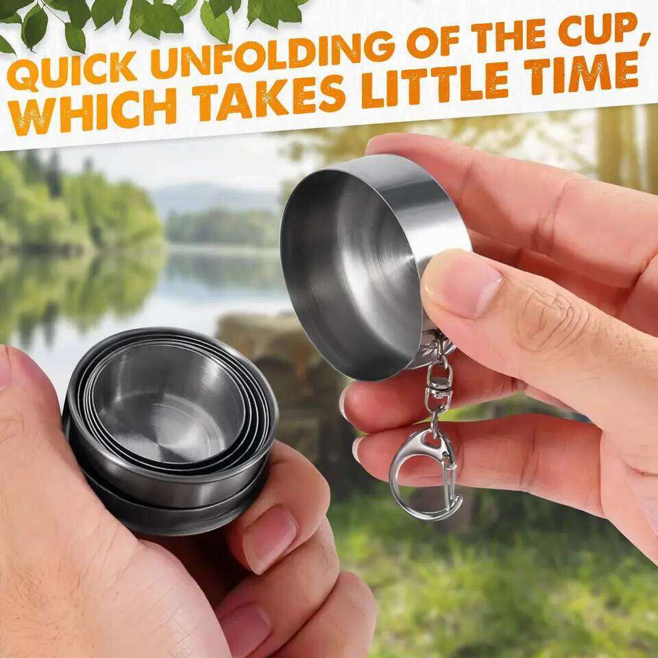 250ml Stainless Steel Retractable Outdoor Travel Toiletry Portable Creative Compression Mini Handy Folding Cup Z260314