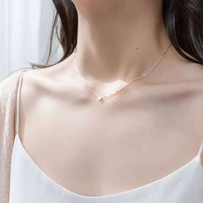 ANENJERY Silver Color Star Pendant Simple Charm Clavicle Chain Necklace For Women Jewelry Gift S-N592 H260312
