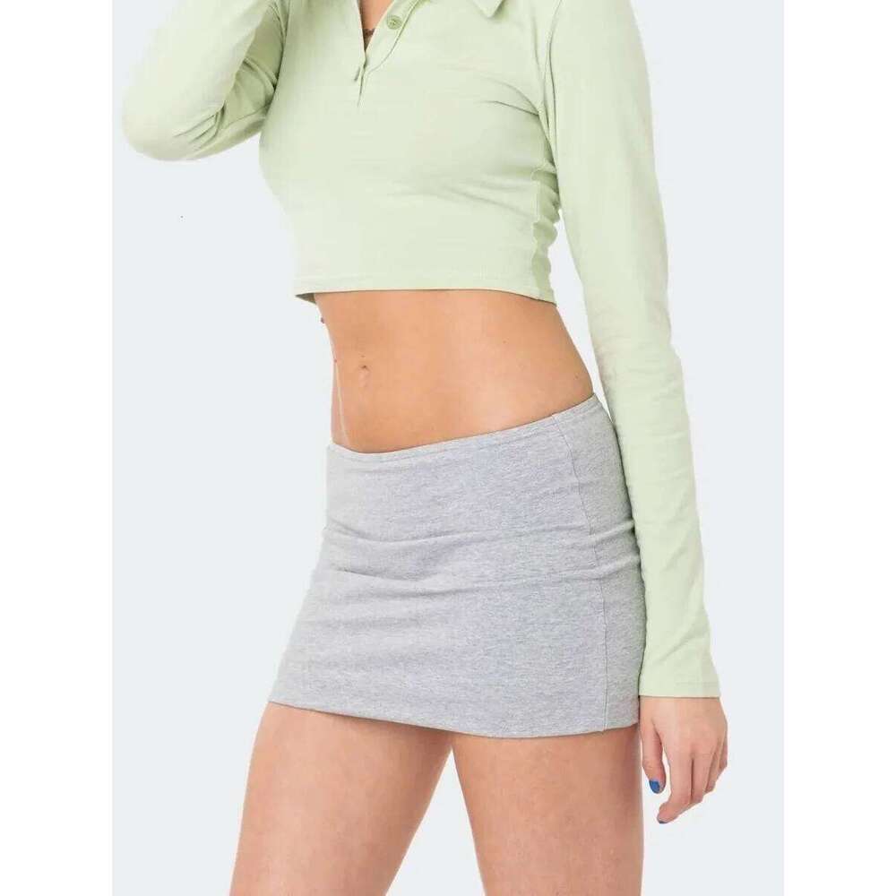 Women Y2k Low Waist Mini Slim Fit Solid Wrap Bodycon Pencil Short Skirt Summer Sexy Club Sporty Streetwear Z260314