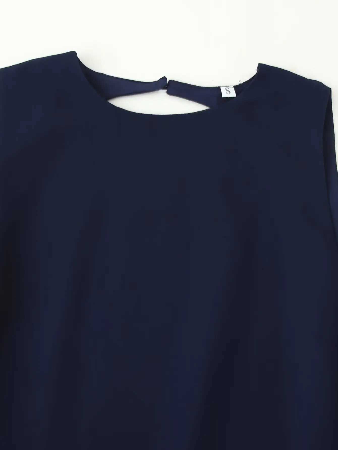 Tidalyf 2025 Women Color Block Backless Dress Sleeveless Round Neck with Fringe Trim and Sheer Chiffon Hem Sexy Party OutfitT260316