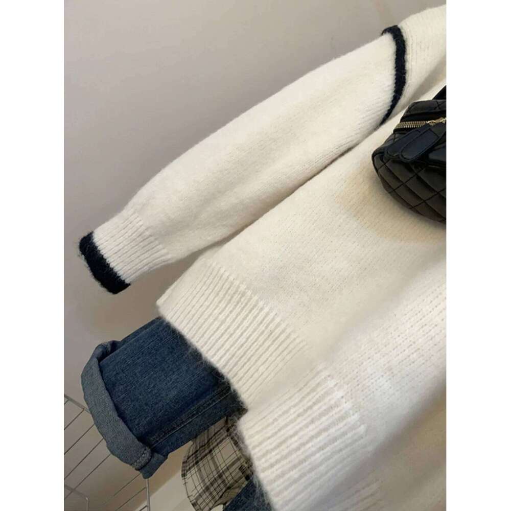 Soft Color Block Sweater Women Autumn Winter Loose Lazy Style Knit Pullover Female Casual Long Sleeved O-neck Versatile Top Z260313