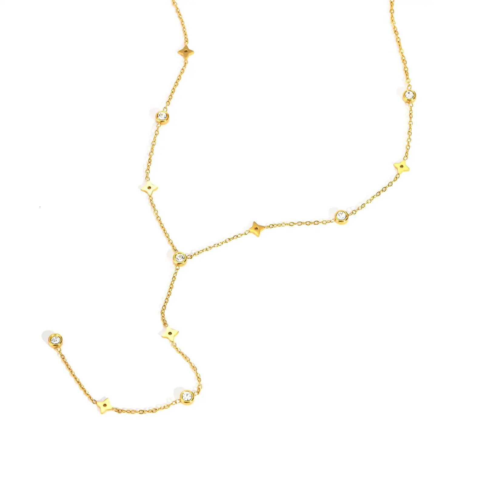 Classic Cross Zircon Y-shaped Necklace for WomenButterfly Heart Shaped Choker NecklacesGold Color Stainless Steel Jewelry Gift 260313