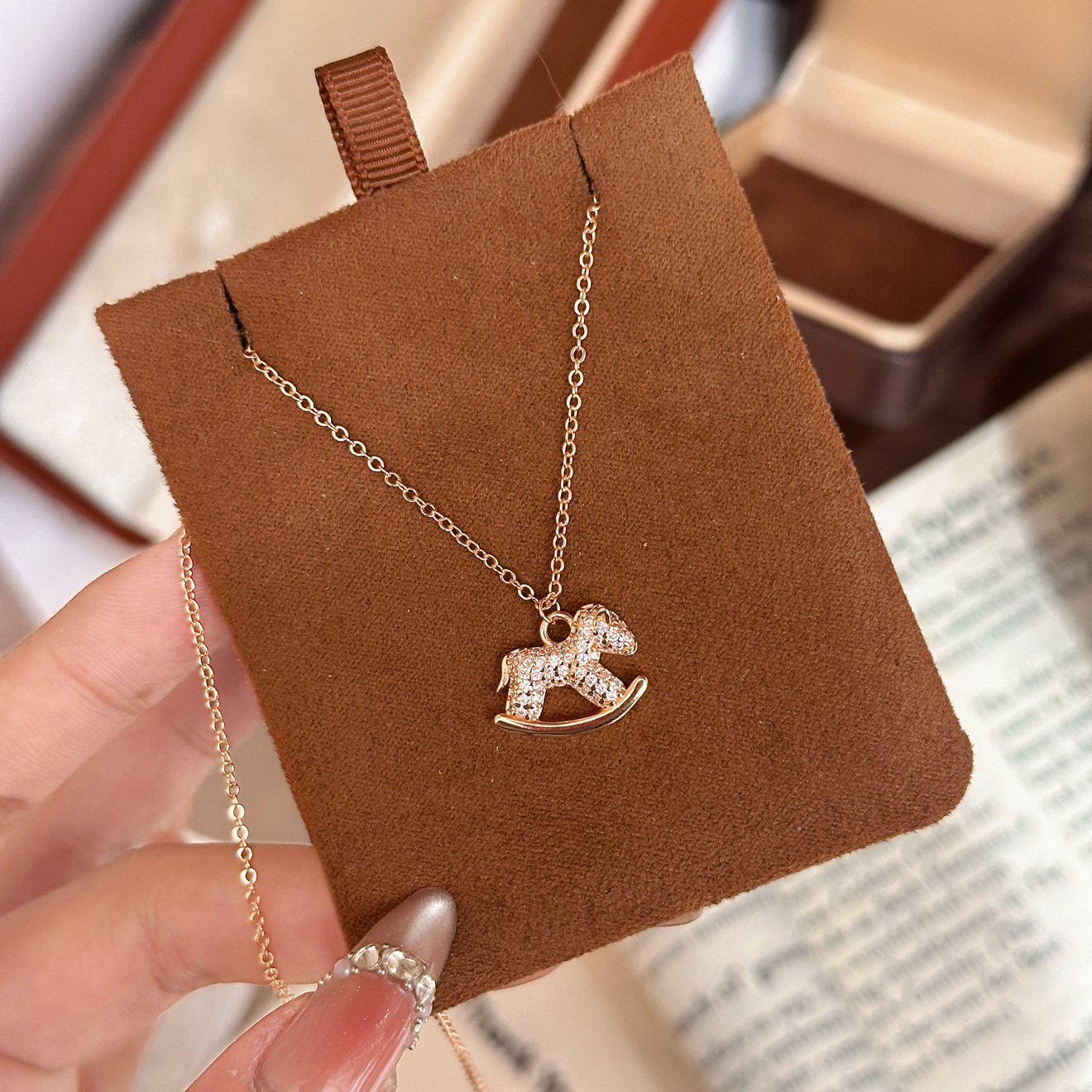 Instantly Rich Little Horse Necklace Fashionable Women's Accessories For Women Light Luxury Niche Design Collarbone Chain Full Diamond High-end J