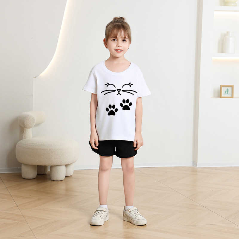 Women's T-Shirt Girls' T-shirt, children's printed cute loose short-sleeve summer round-neck versatile top, children's clothing