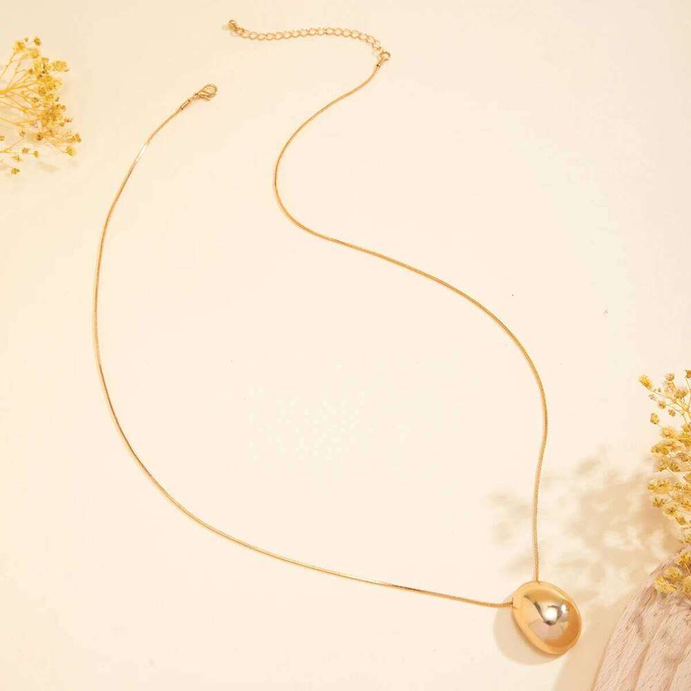 Long with Surface Elliptical Ball Pendant Necklace for Women Elegant Ladies Sweater Chain Accessories Fashion Jewelry Gift H260312
