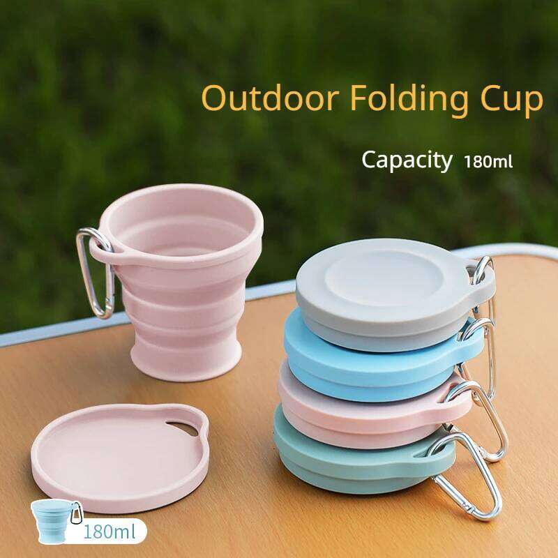 180ml Foldable Silicone Portable Beverage Outdoor Activity with Lid Water Scalable Mouthwash Cup Multi-functional Z260314