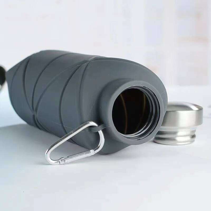 LUSQI 700ml Travel Outdoor Sports Silicone Folding Rhombus Bottle Portable Drop-Proof Water Steel Lid Telescopic Cup Z260313