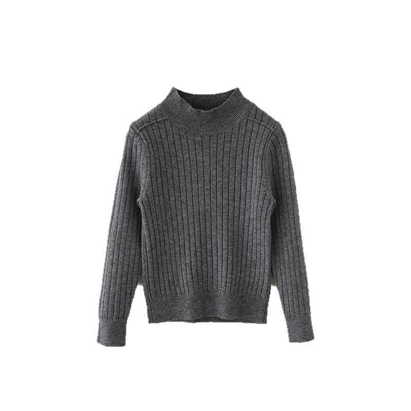 Pullover Children's Clothing Boys' Sweater Autumn Winter New Children's Half Turtleneck Sweater Korean Style Inner Wear Solid Color Pul