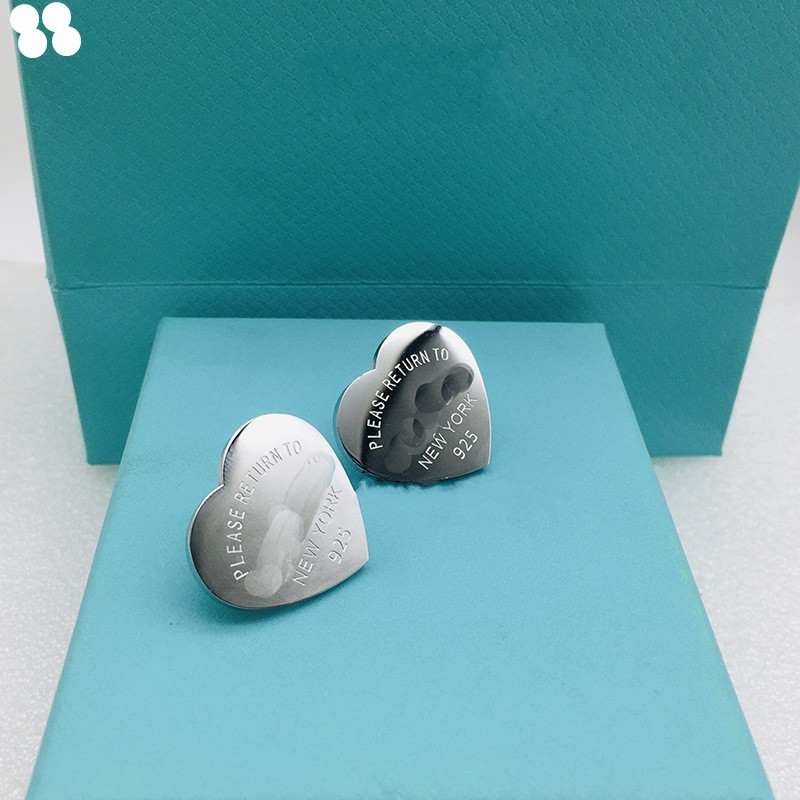 S925 316L Stainless Steel luxury designer small heart letter T stud Earring 18k rose Gold Silver studs Earrings Woman Girl Wedding Party love Jewelry Wholesale