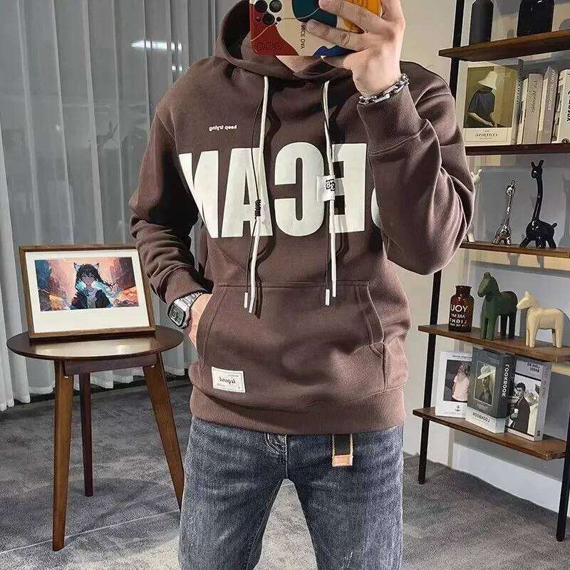 Autumn Male Hoodie White Overfit Korean Style Sweat Shirt Welcome Deal 90s Vintage Men's Hooded Sweatshirt One Piece Loose Funny Z260314