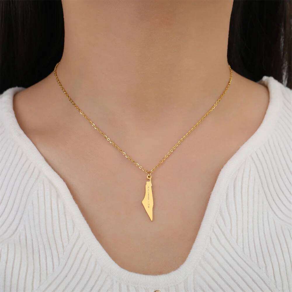 My Shape Palestine Pendant Necklaces for Women Men Gifts Palestinians Ethnic Map Choker Neck Chain Stainless Steel Jewelry H260312