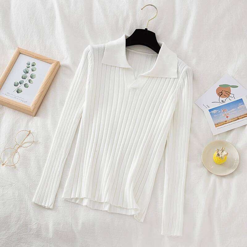 Korean Style Turn-Down Collar Women Sweater Female Long Sleeve Top Casual Pullover Knitted Sweaters Fall Clothes Sueter Feminino Z260313