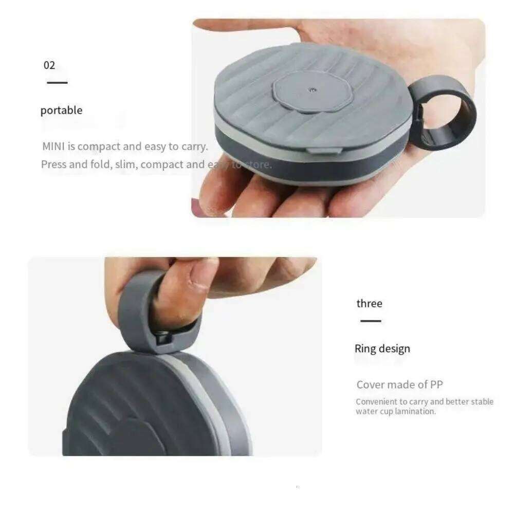 Tethered coffee covered water folding mouthwash cup, silicone folding, portable for travel Z260313