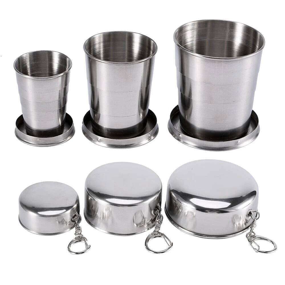 75ml/150ml/250ml Collapsible Portable with Keychain Outdoor Travel Folding Cup for Camping Picnic Z260313