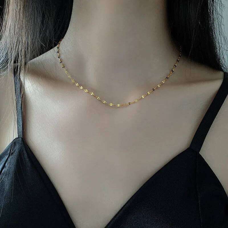 New Trendy Simple 18K Gold Plated 316L Stainless Steel Choker Necklaces For Women Girl Fashion Clavicle Chain Jewelry Wholesale H260312