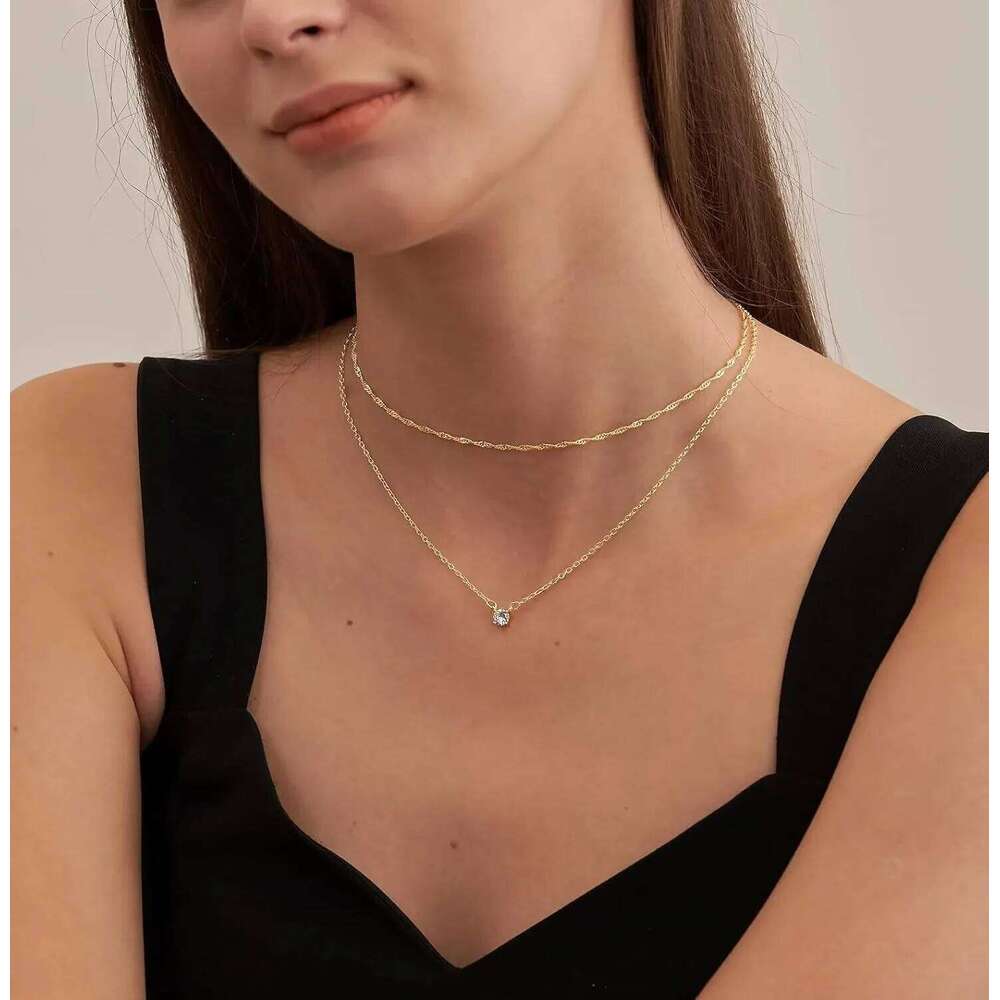 Diamond K Gold/Sterling Silver Choker Necklace Simple Gold Plated Jewelry Necklaces for Women Gifts H260312