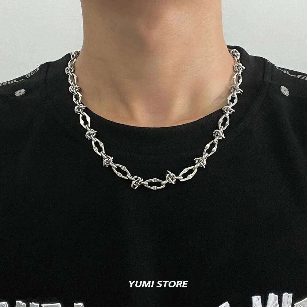 Hip Hop Titanium Steel Geometric Necklace For Man Woman No Fade Punk Irregular Sweater Chain Choker Jewelry Wholesale H260312