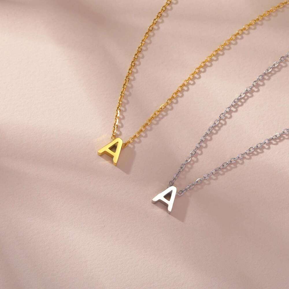 Unift Family Initial Name Necklaces Letter Alphabet M Pendant Stainless Steel Women Neck Chain Choker Trendy Minimalist Jewelry H260312