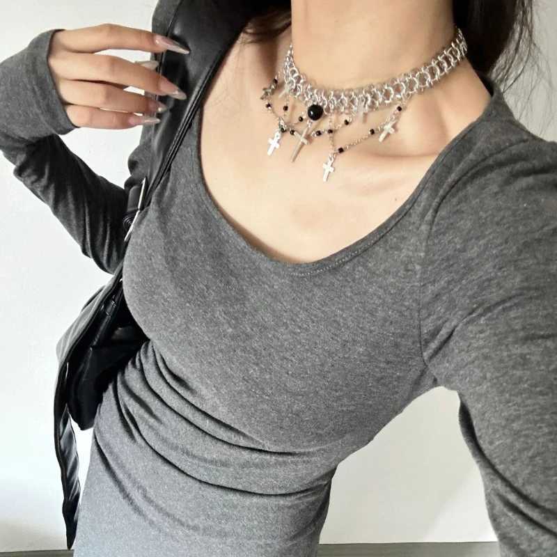 Irregular Y2k Long Dress Women High Waisted Sleeve Solid Basics Elegant Korean Fashion Streetwear Minimalist Sexy VintageT260314