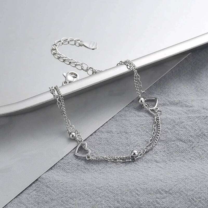 VENTFILLE 925 Sterling Silver Double Love Heart Hollow Round Beads Bracelet Female Fashion Romantic Jewelry Classic Adjustable Z260313