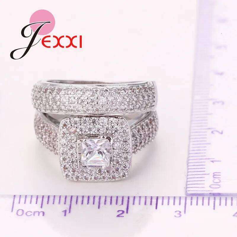 Classcial 925 Sterling Silver Wedding Ring Sets Women Bijoux For Lady Vintage CZ Crystal Jewelry Accessories H260312