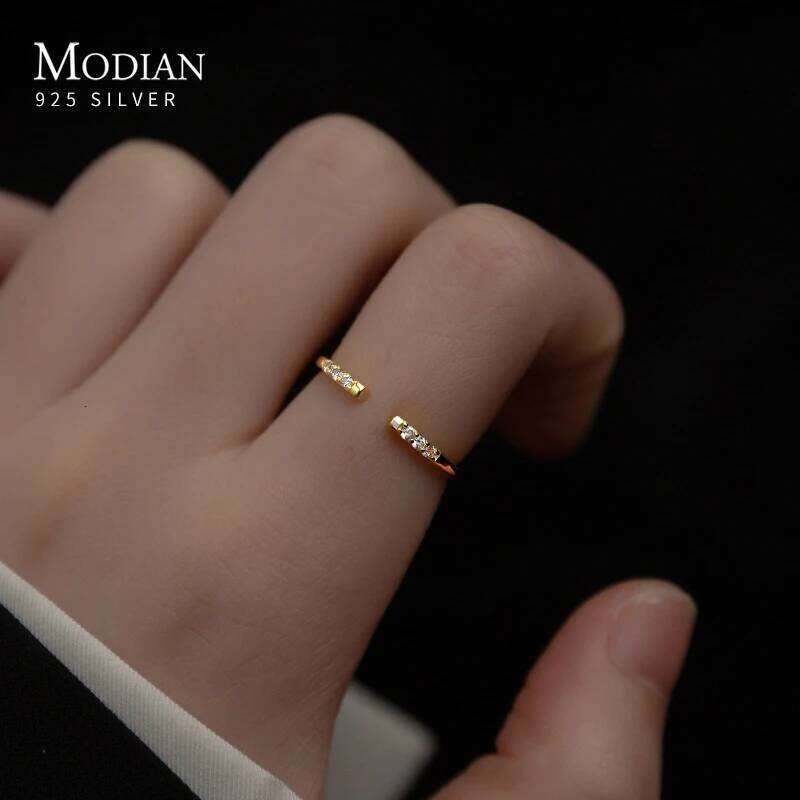 Modian Simple Charm Gold Color Ring 925 Sterling Silver Adjustable Equisite Party Female Rings Stackable Jewelry For Women Gifts H260312