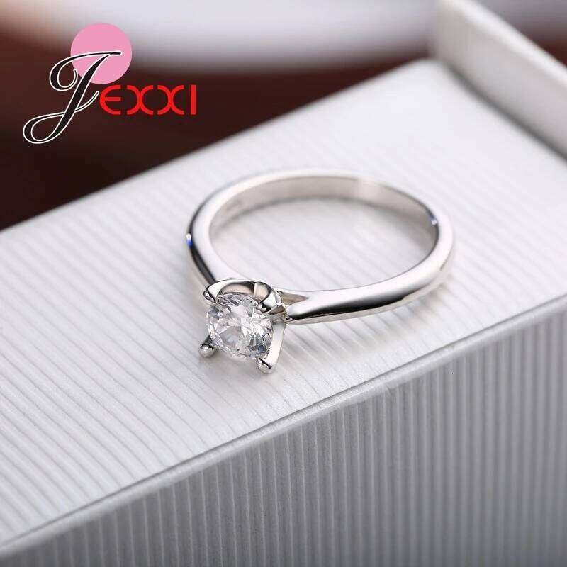 CharmingJewelry Fashion 925 Sterling Silver Rings Woman CZ Crystal Lady Finger Ring H260312