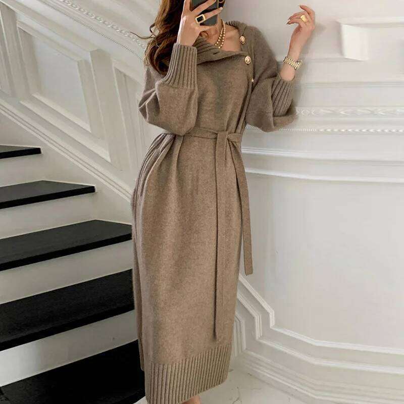 2024 Autumn/Winter New Style Fashionable, Casual, Elegant with Coat Inner Sweater Long Cross Knee Base Knitted Women Z260314