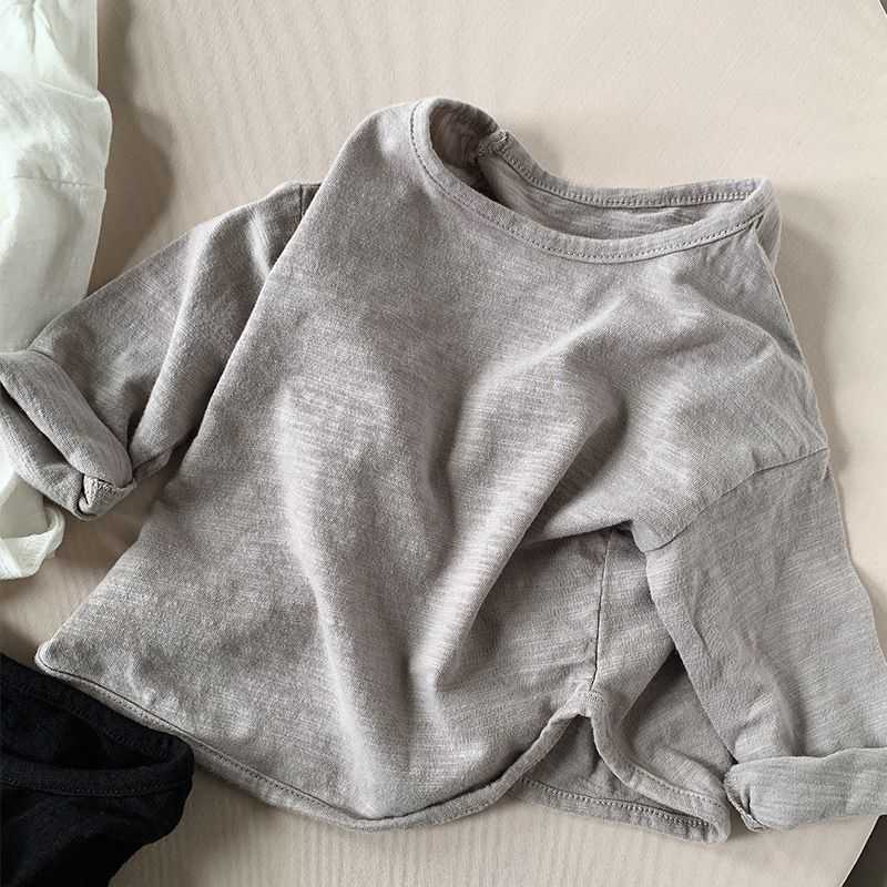 Tshirts Childrens bamboo cotton longsleeve Tshirt new spring and autumn style Korean version base shirt for boys and girls versatile top for toddlers 