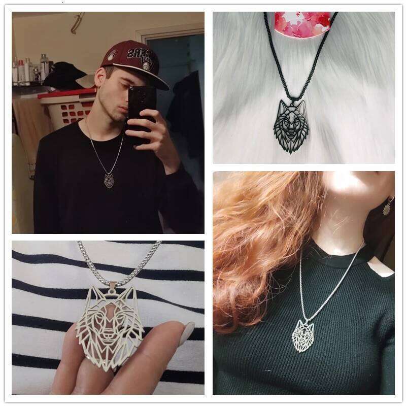My shape Stainless Steel Head for Men Women Hollow Wolf Animal Necklace Punk Jewelry Male Boys Valentine's Day H260312