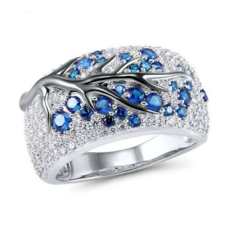S925 Classic Stainless steel Silver plated Plum Blossom Lady's Oil Drawing Ring For Women Diamond inlay Jewelry Size 6-11 H260312