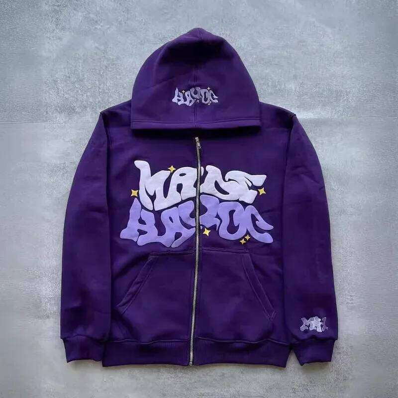 American Retro Star Letter Printed Zipper Hoodies Women and Men Y2K Spring Autumn Section Lazy Fashion Brand Cardigan Jacket 26Y0313