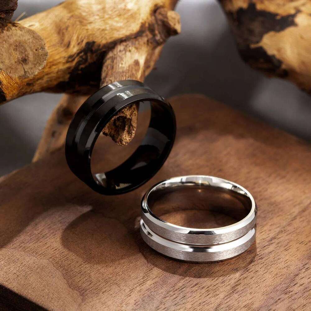 Titanium Steel Frosted Ring Middle Groove for Women & Men Jewelry Gift Birthday Present Adjustable Size 5-14 H260312