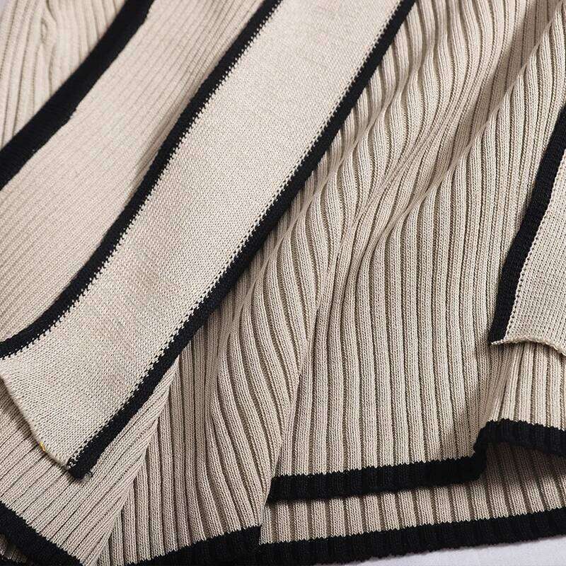 ITOOLIN Women Office Mock Neck Irregular Knit Vintage Mid-Length Bandage Slim Bottom Long Sleeve Sweater Dress Z260313