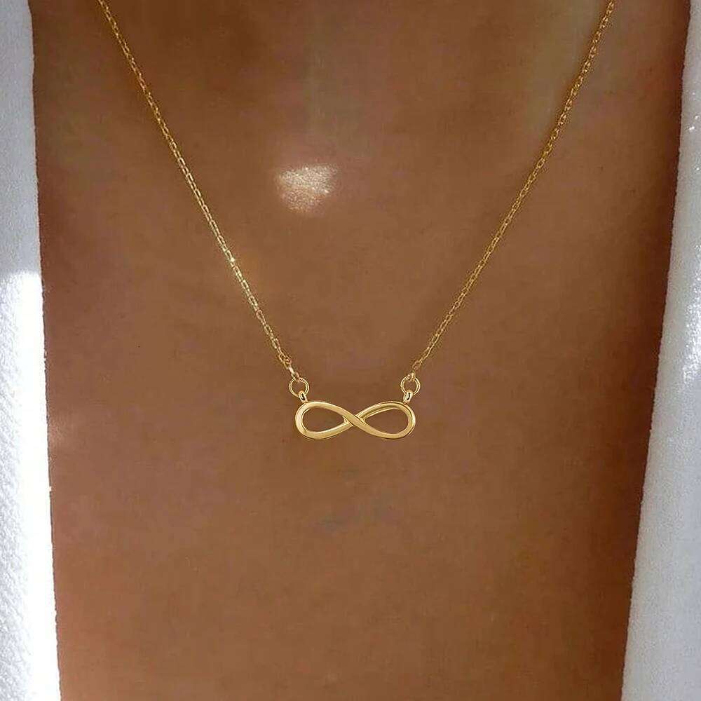 DGIDDK Stainless Steel Infinity Symbol 8 Character Pendant Necklace Women Suitable For Daily Wear Collarbone Chain Jewelry H260312