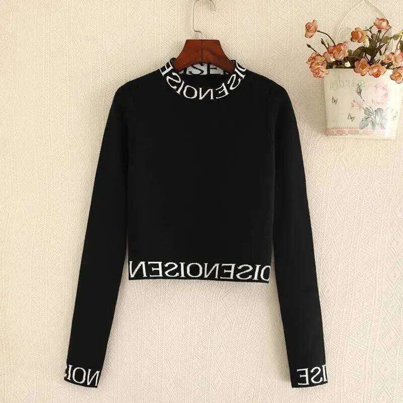 Short sweater women new waist slim small coat knitted inner half high collar bottom shirt autumn and winter 2025 Z260313