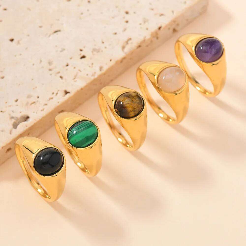 Vintage With Stainless Steel Metal Tiger Eye Stone Ring For Women Jewelry Finger Accessory H260312