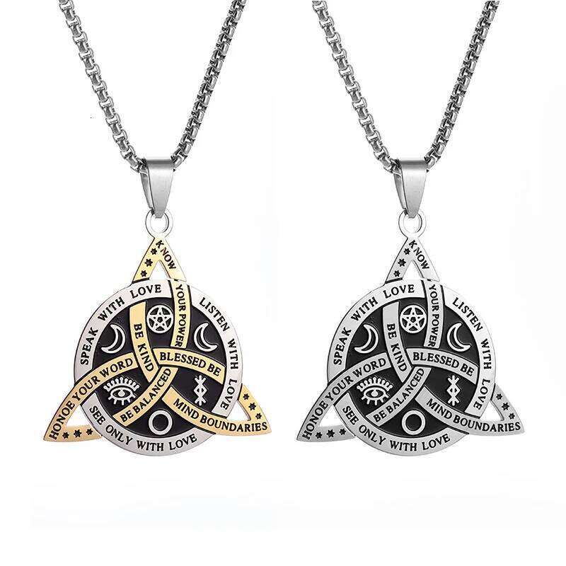 Stainless Steel Triquetra Symbol Celtic Witch Knot Pendant Necklace For Men Witchcraft Jewelry H260312