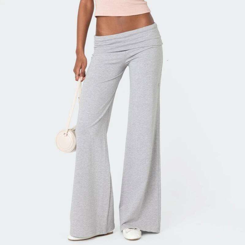 Casual Wide Leg Sweatpants Women Fold Over Low Rise Flare Yoga Lounge Pants Back to School Clothes for Teen Girls Outfits