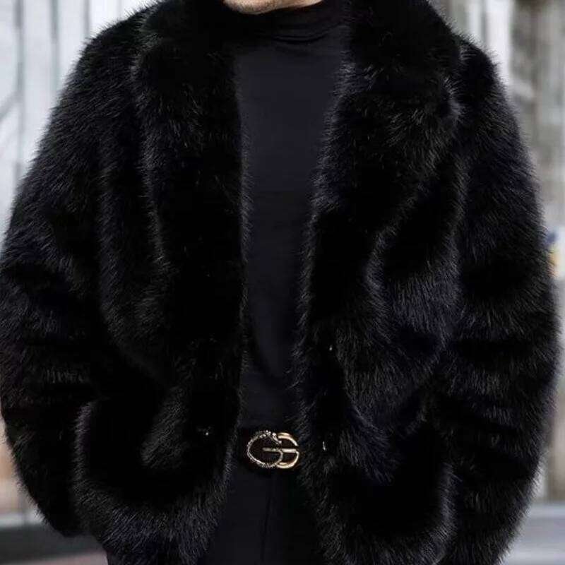 Men's Winter Tops Coat Faux Fur Mid-length Thickened Warm Vintage Comfortable Leisure Advanced Niche Versatile Skinny JJ977 Z260313