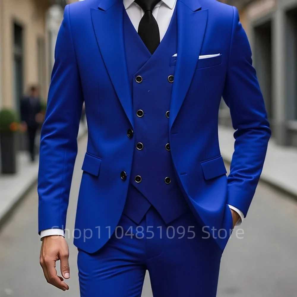 Solid Color Mens Business Tuxedos Slim Fit Wedding Groomsmen Fashion Lapel Peak Tails Dance Party Ternos Masculinos M260313