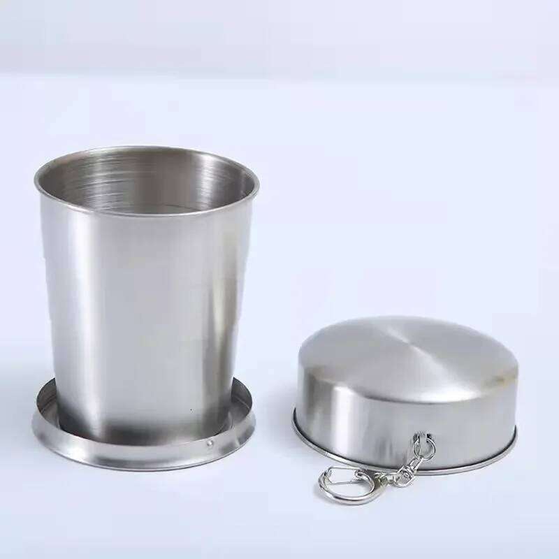 75/150/250/450ML Portable Stainless Steel Telescopic Folding Easy Carry Key Coffee Cup Outdoor Hiking Camping Drinking Set Z260314