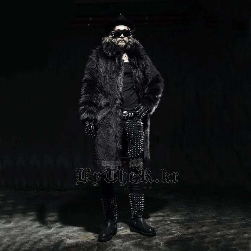 Mens long faux coats Splice winter Fox fur Fashion thickening lapel Multi-size jackets warm leather jacket man Free shipping Z260313