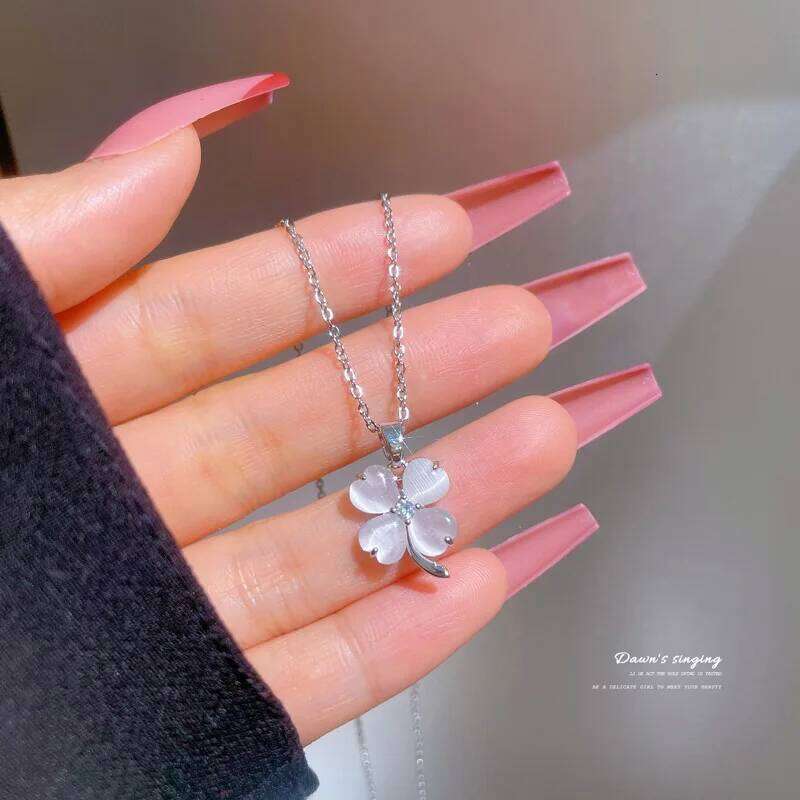 Fashion Moonstone Cr Pendant Necklace Stainless Steel Chain Jewelry Gifts for Women Girls Daily Party Accessories H260312